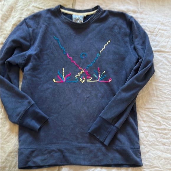 Rare Jungmaven + Fort Lonesome Navy Chain-Stitch Sweatshirt - Picture 1 of 4